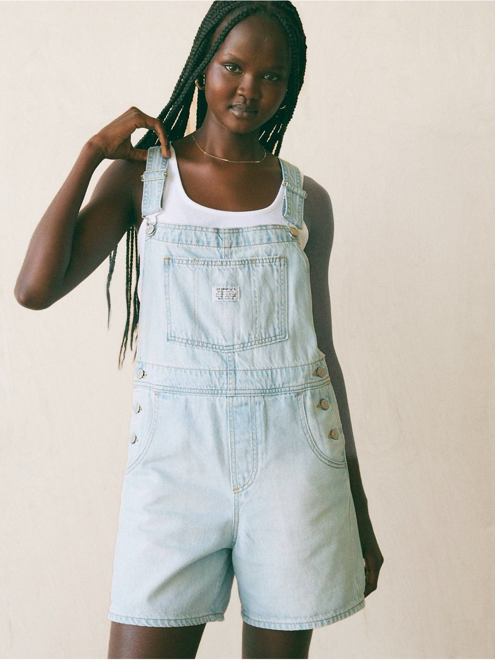 Levi's Light Wash Denim Short Overalls - Faded Blue